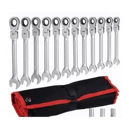 Other Hand Tools Flex Head Ratcheting Wrench Set Combination Ended Spanner Kits Chrome Vanadium Steel Socket Key Ratchet 220428 Drop D Otvae