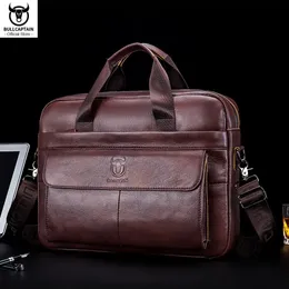 BullCaptain Mens Bag della valigetta per uomini in pelle genuina per laptop 14 Messenger Business Portfolio Documento A4 240418