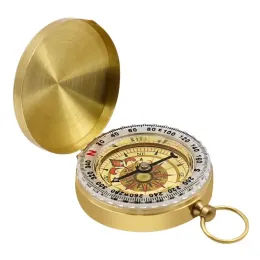 Compass Waterproof Brass Survival Compass Pocket Pocket Orologio Pocket Watch Camping Compass Outdoor Travel Tactical Strumento con luminio