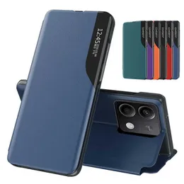 携帯電話ケース窓磁気フリップ電話ケースMi Redmi Note 13 Pro Plus 5G 4G Book Leather Holder Anti-Fall Cover Funda Shell Coque 240423