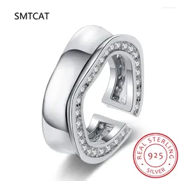 Clusterringe 925 Sterling Silber Verstellbare unregelmäßige glatte Fingermode Offener Größe 7-9 Ring für Frauen Party Charme Schmuck R00759