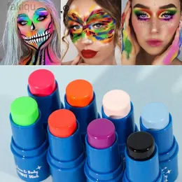 Body Paint Halloween Face Body Painting Stick Cream Waterproof UV Light Neon Green Purple Pink Black White Paint Cream Party Art Makeup d240424