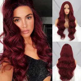 Wigs Wine Red Long Big The Water Ripple парик черный парик Хэллоуин Косплей парик для женщин Синтетические волосы теплостойкие температурные волокны