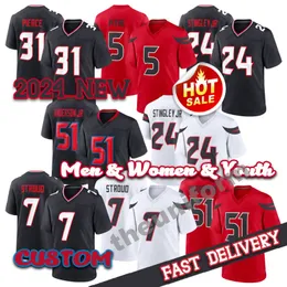 2024 Custom 7 C.J. Stroud Men Maglie da calcio giovanile 51 Will Anderson Jr 24 Derek Stingley Jr 31 Dameon Pierce 5 Jalen Pitre Football Jersey Size S-5xl