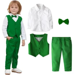 Tees baby boy St Patricks Day Suit Toddler Green Chrising Wedding Blead Blessing Church Outfits Glaber Gift Party Set formale