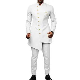 Giacche nuovi uomini di arrivo in abiti smoker blazer bianco terno singolo a petto hombre eleganti pantaloni lunghi pantaloni a due pezzi slim fit 2024