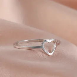 Band cooltime rostfritt stål hjärtpar ringar för kvinnor mode stål färg finger ringar söta bröllopsdag gåva smycken
