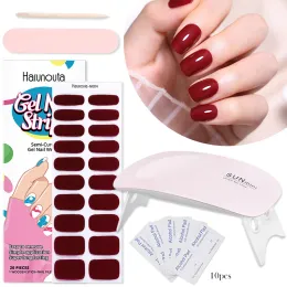 Kits 3pcs harunouta vinho vermelho adesivo de gel de unha de inverno tiras UV sliders sliders adesivo prensa em adesivos de gel de capa total envoltórios unhas