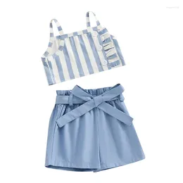 Giyim Setleri Pudcoco 2pcs Set Toddler Çocuk Bebek Bebek Kız Yaz Kıyafet Söşes T-Shirt Mahsul Tank Top Katı Şort Giysileri 6M-4T