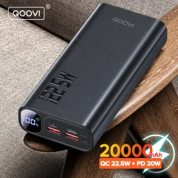 Bank Qoovi Power Bank 20000MAH Portable PD 20W Szybkie ładowanie Philbank Phone Telefon Zewnętrzny zasilanie baterii dla iPhone'a 13 Xiaomi