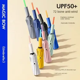 NUOVO 2024 Uombrello da uomo a piegatura automatica super forte 2024, grande osso rinforzato a 72 osso, sole e protezione UV ombrelli per le donne per donne per le donne
