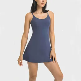 DONNE STRETCHY TENNIS GOLF DRESTI LU-77 Sexy Sleeveless Yoga Outfit Abbigliamento Sports Sports Sports Gonna da badminton che corre danza da pallavolo sportivo