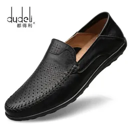 Italian Mens Shoes Casual Luxury Brand Summer Men Loafers Genuine Leather Moccasins Breathable Slip On Boat Shoes Zapatos hombre 240423
