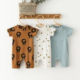 One-Pieces Newborn Baby Boys Girls Romper Summer Cotton Short Sleeve Print Jumpsuit Infant Pajamas 02Y Baby Clothes