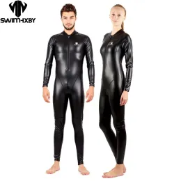 Sweaters HXBY Full Body PU Waterproof One Piece Suits Swimwear Women Men Long Sleeve Competitive Swimming Swimsuit Warm Bodysuit Wetsuit