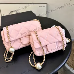 24S Double Pearl Balls Classic Mini Flap Square Quilted Crossbody Shoulder Bags Gold Adjustable Chain Large Capacity Purse Lambskin 5 Colors Pocket 17cm 20cm