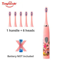Toothbrush Children Sonic Electric Toothbrush IPX7 Waterproof Colorful Cartoon For Kid Use Soft Bristle Replaceable With Tooth Brush Heads