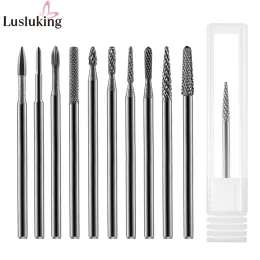 Bits 10 estilo tungstênio carboneto unhas drill bits pregos arquivos elétricos ferramentas de moagem de moagem fina para manicure pro efile