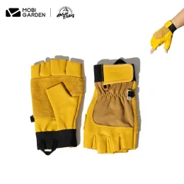 Tools MOBI GARDEN Gloves Camping Cowhide Half Finger Men's and Women's Gloves Outdoor Labor WearResistant Breathable Work Gloves
