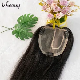 Toppers isheeny Human Hair Pieces Mulheres Topper Natural de 1016 polegadas Parte 12x14cm Mono Lace Human Human Topper Real Human Hair Human