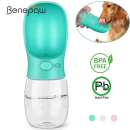 تغذية Benepaw في الهواء الطلق زجاجة مياه الحيوانات الأليفة 3 ألوان تسرب تسرب ماء محمولة زجاجة تشرب الكلب
