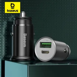 Chargers Baseus metalowa ładowarka samochodowa 30W dla Samsung AFC Quick Charge 4.0 dla Xiaomi Huawei SCP Auto Type C PD Car Phone Phone Fast Charger