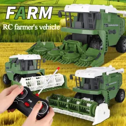 Bilar RC Harvester Tractor Truck Model Pusher Simulation Farmer Vehicle With LED Light and Sound Engineering Vehicle Toys Kids Gifts