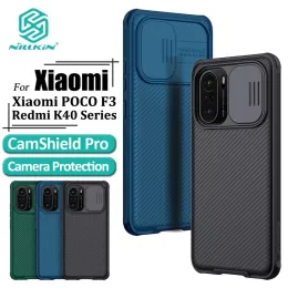 Täcker Nillkin Camshield Pro Case för Xiaomi Poco F3 Redmi K40 Pro Plus Luxury Hard PC Back Cover med kamera Slide Privacy Protection