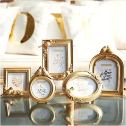 Frames European Style Photo Frame Bird Resin Photo Frame 4/6/7 Inch Golden Photo Frame Desktop Decoration Luxury Home Photo Wall Decor