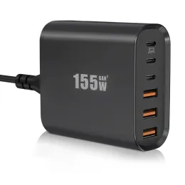 شواحن 155W GAN USB C QUICK Charger 6 Ports Universal Desktop PD Adapter Fast Charging for Laptop Smartphort Overfising Charge