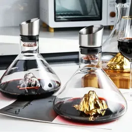 Waterfall Gold-Plated Iceberg Red Wine Decanter High Color Fast Crystal Glass Home Luxury Kettle 240419