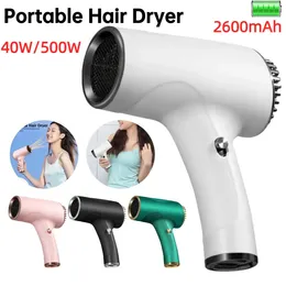 Secador de cabelo sem fio soprador de ar portátil Cabelo seco rápido Bateria embutida Recarregável Silent Hair Secer para viagens domésticas 240423