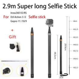 Sticchi 290 cm in fibra di carbonio Stealth Stick Selfie Stick esteso Insta360 x3 One X2 RS Accessorio per fotocamera GoPro 11 DJI Azione 3 Selfie Stick