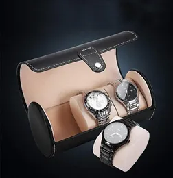 Titta på rutan för män 3 rutnät Cylinder rullhållare armbandsur smycken presentlagring display case highend pu watch box7985007