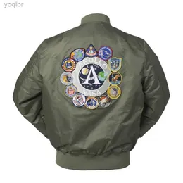 Jackets masculinos 2023 Novo Autumn Apollo Thin 100 Space Shuttle Missão Thin Ma1 Bomber Hip Hop US Air Force Pilot Flight Academy Mens Jacketsl2404