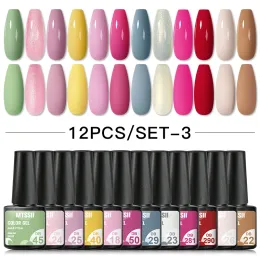 Kits mtssii 12pcs Gel esmalte conjunto de vernizes de gel de glitter 6 ml kit para manicure semipermanente base híbrida Base de laca e arte de unhas superiores