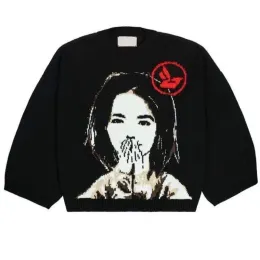 Pullovers New Winter Oversize Women Sweaters Streetwear American Anime Girl Cotton Loose Knitwear Unisex Hip Hop Y2K Casual Men Pullovers