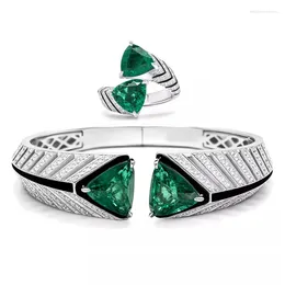 Necklace Earrings Set Donia Jewelry Fashion Grandmother Emerald Titanium Micro-Inlaid Zircon Luxury Open Bracelet Ring