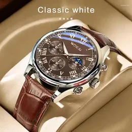 Wristwatches Reloj Hombre JSDUN Men Watches Leather Strap Top Quartz Clock Waterproof Chronograph Moon Phase Elegance Male