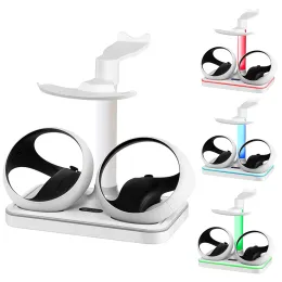 Óculos para PS VR2 Joypad Controlador Carregamento Berço Magnetic Dock Stand Colorido RGB Light Storage Glasses Headset Suplens