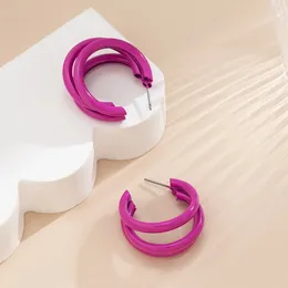 Stud Earrings Multi Layers C Shape Studs White Fuchsia Blue Color Women Female OL Earring Accessories