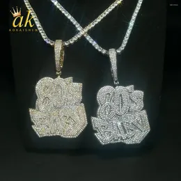 Colares pendentes Aokaishen 80s Baby Pong Colar para mulheres Icepadas de jóias cúbicas de zircônia de hip hop