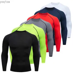 T-shirts masculinos Men Workout Manga longa T- Shirt Spring Autumn Gym Running Sport Sport Mens Camisetas Fitness Sportswear Outdoor Tops para homens CloToL2404