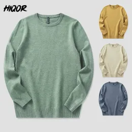 Camisetas hiqor 2022 Autumn Winter Men Oneck Sweater Man Moda Moda cor sólida Camise