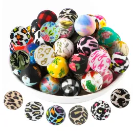 Strands Sunrony 50500pcs 15mm Round Leopard Printed Silicone Beads For Jewelry Making Bulk Beads Use On Pen Charms For Bracelet