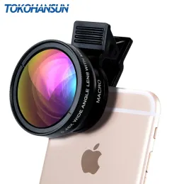 렌즈 Tokohansun 0.45x 광각+12.5x 매크로 렌즈 전문 HD 휴대 전화 카메라 렌즈 iPhone X 8 7 6 6S Plus Xiaomi Samsung