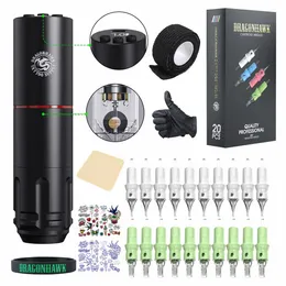 Dragonhawk Wireless Tattoo Kit Professional Rotary Motor Pen Machine 1600mAh Catter Battery Cartridge TZ-213