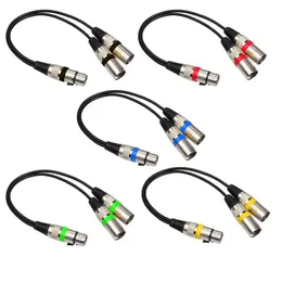 2024 3Pin XLR Female Jack To Dual 2 Male Plug Y Splitter 30cm Adapter Cable Wire for Amplifier Speaker Headphone Mixerdual male XLR splitter