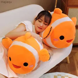 Plush Dolls New Large Clown Fish Plush Toy Soft Clownfish Stuffed Animals Cuddly Pillow Birthday Gift For Kids Ocean Party Home DecorationL2404