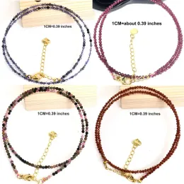 Strands Natural Gemstones 2mm Cutting Angle beads Necklace Tourmaline quartz garnet zircon Bracelet Choker Men Female Jewelry Party Gift